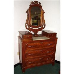 Victorian Walnut Dresser and Mirror