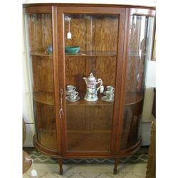 Oak Curved Glass China Cabinet