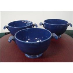 Set of 3 Vintage FIESTA Onion Soup Bowls