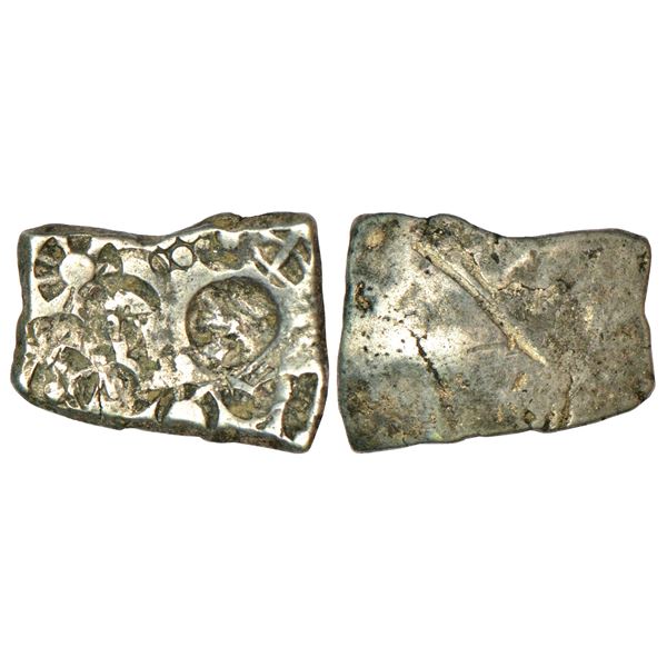 Ancient India: Archaic silver punch-marked coin, Ghagra-Gandak River Valley region, 6.64g.