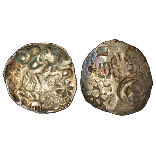 Ancient India: Archaic silver punch-marked coin, NE Madhya Pradesh/Baghelkhand region, 3.47g.
