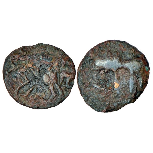 Ancient India: Tribal republican coinage in post-Mauryan North India - copper coin of Rajanya, 1.26g