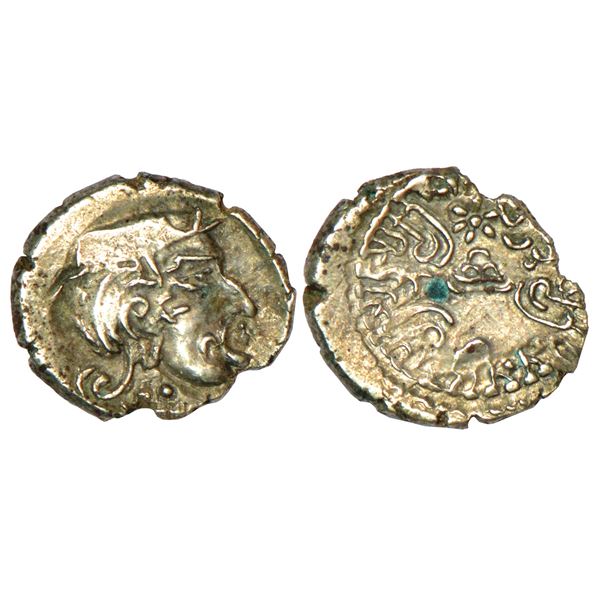 Medieval India: Chalukyas of Badami or feudatories, unattributed and uninscribed gold fanam, 0.40g.