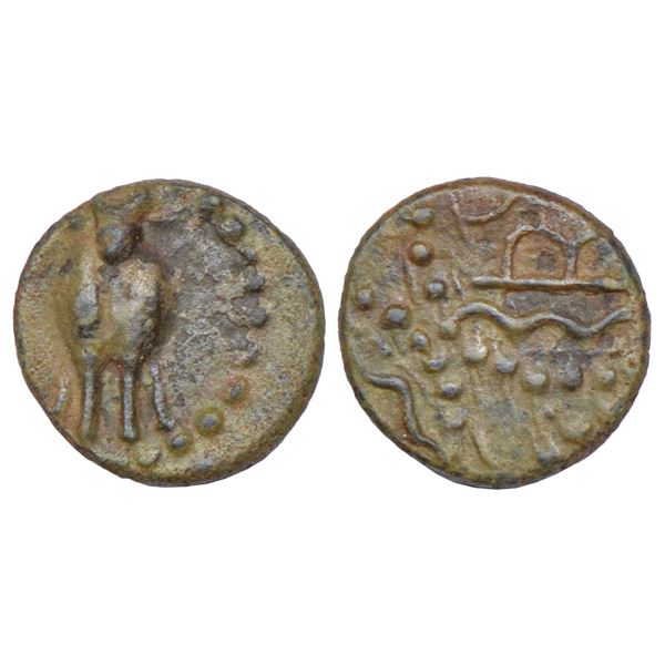 Medieval India: Rashtrakutas, uninscribed gold gadyana of 'horseman' type, (800-900 AD), 4.17g.