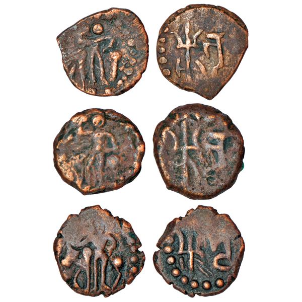 Medieval India: Chola King, Raja Raja I (985-1014 AD), gold 1/8 kahavanu, 0.22g.