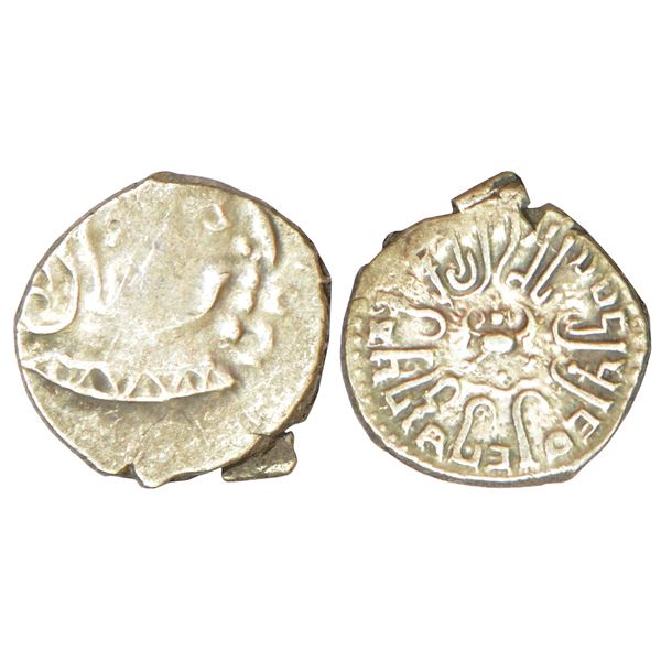 Medieval India:Chalukyas of Kalyani or feudatories, unattributed gold ¼ fanam (1000-1100AD), 0.10g.