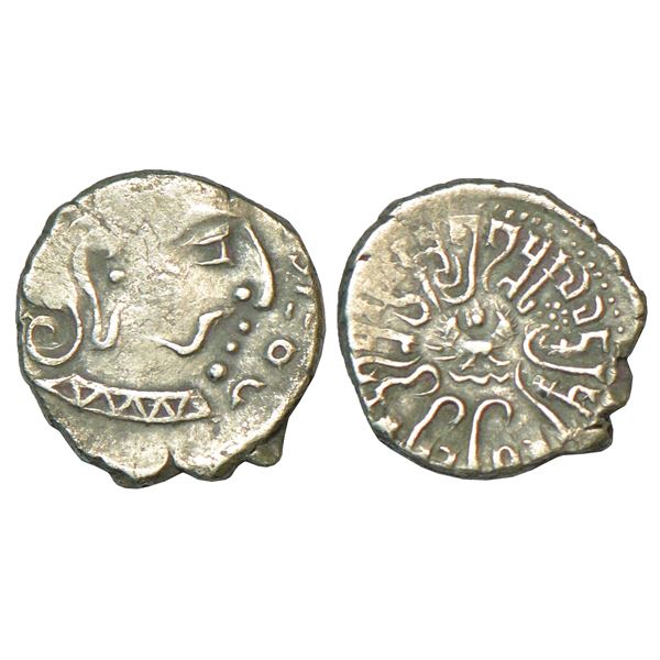 Medieval India: Chalukyas of Kalyani, gold ½ fanam of punch-marked type, (1000-1100 AD), 0.17g.