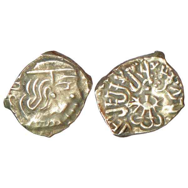 Medieval India: Chalukyas of Kalyani, uninscribed gold fanam, attributed to Vikramaditya VI, 0.38g.