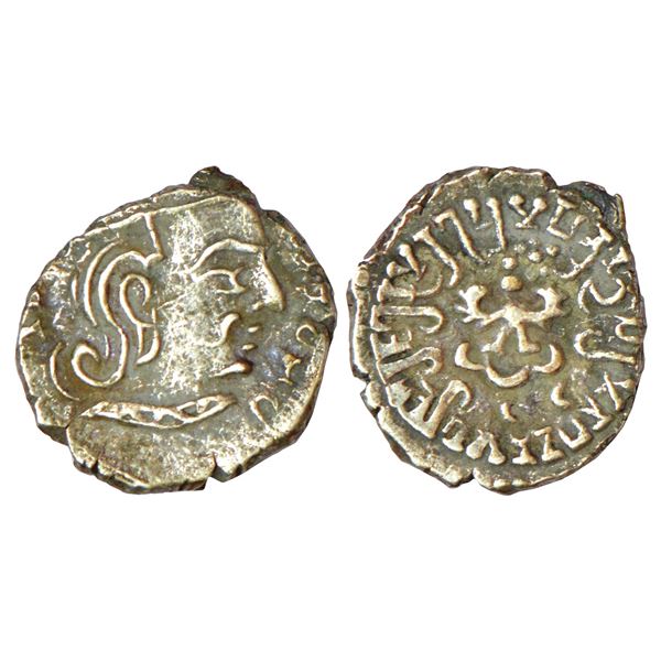 Medieval India: Chalukyas of Kalyana or feudatory, uninscribed and unattributed gold fanam, 0.38g.