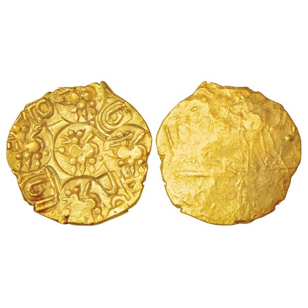Medieval India: Western Gangas (10th-11th Century AD), gold gajapati fanam, MCSI-I 195-196, 0.39g