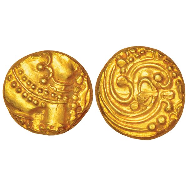 Medieval India: Nolambas of Central Karnataka, unattributed and anonymous gold fanam, 0.35g.