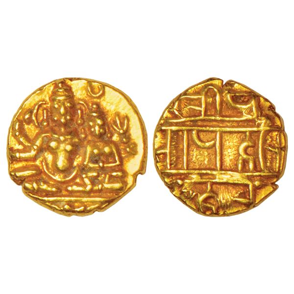 Medieval India: Chalukyas of Kalyani, uninscribed gold fanam, attributed to Vikramaditya VI, 0.38g.