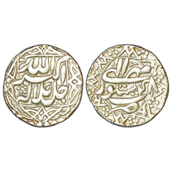 Mughals: Jahandar Shah (1712-1713 AD), silver rupee, Itawa mint, 'Sahib Qiran' couplet, 11.35g.