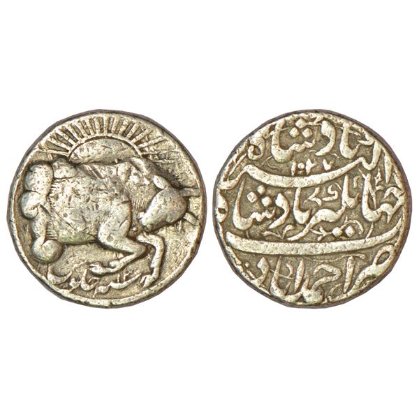 Mughals: Farrukhsiyar (1713-1719 AD), copper ½ dam, Parenda mint, RY Ahd, 6.69g.