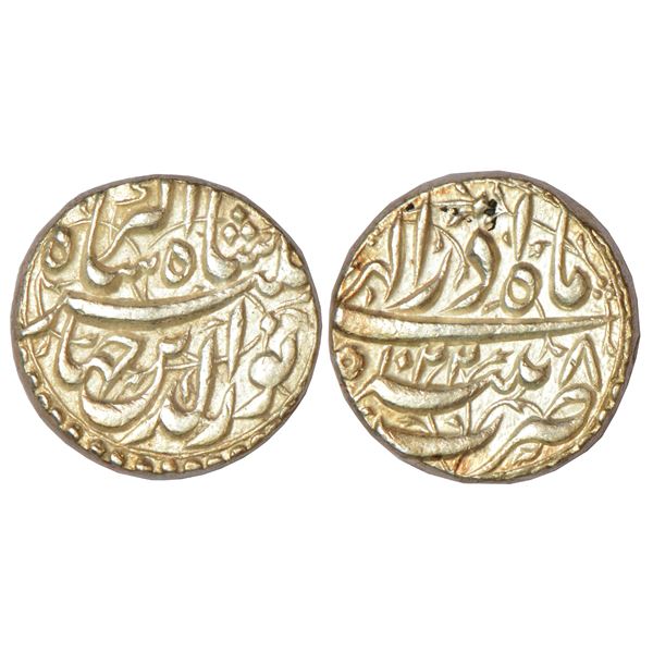 Mughals: Ahmad Shah Bahadur (1748-1754 AD), gold fanam, Karpa mint, RY 4, KM B450.1, 0.19g.