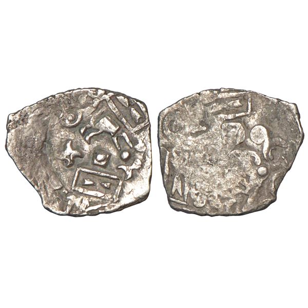 Ancient India: Archaic silver punch-marked coin, Saurashtra region, 'buffalo' type, 0.84g.