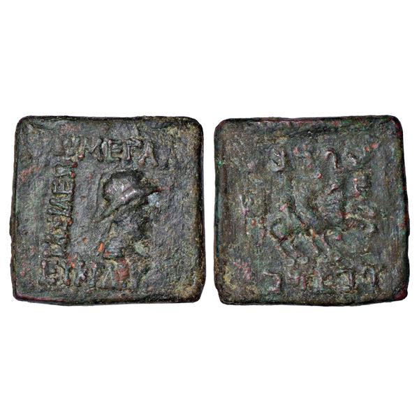 Ancient India: Indo-Greeks, copper unit of Eukratides I (170-145 BC), BN series 19A, 9.75g.