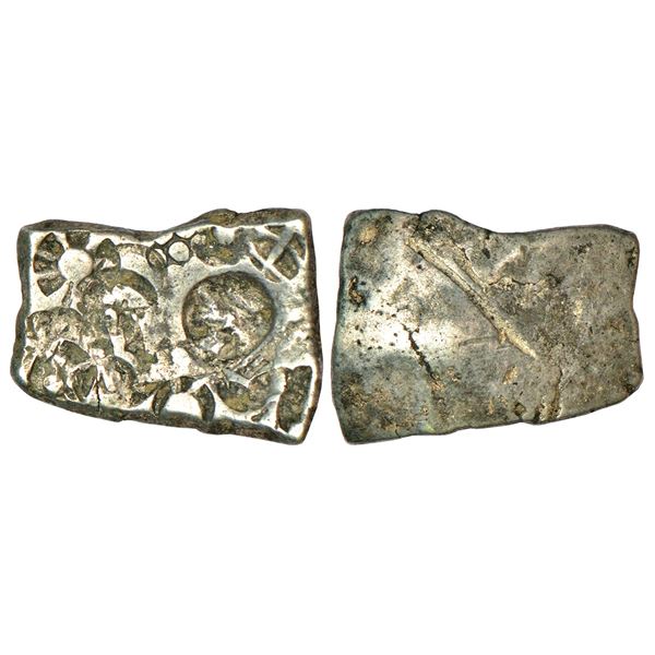 Ancient India: Archaic silver punch-marked coin, Ghagra-Gandak River Valley region, 6.64g.