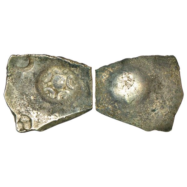 Ancient India: Archaic silver punch-marked coin, 'Narhan Hoard' type, 'Shakya/Malla Janapada', 5.82g