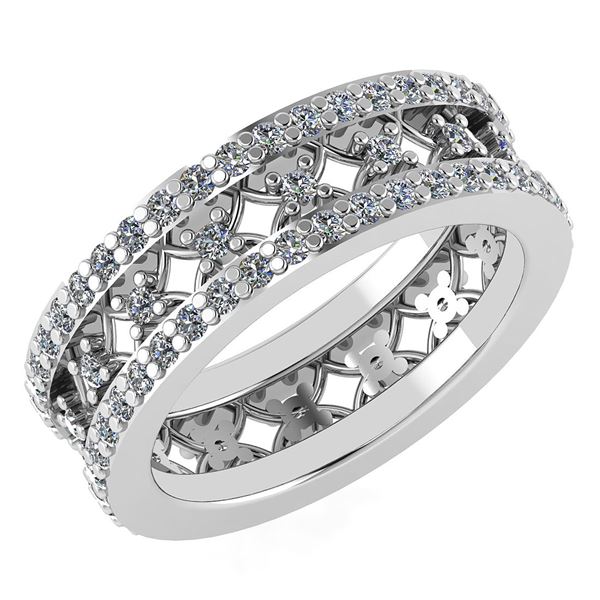 Certified 1.14 Ctw Diamond 18K White Gold Halo Band