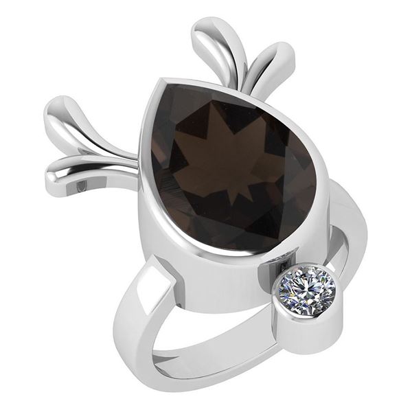 Certified 5.75 Ctw Smoky Quartz And Diamond VS/SI1 Ring