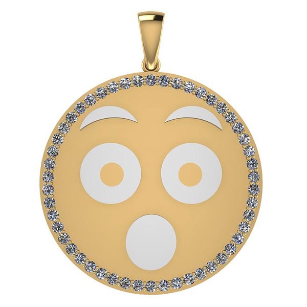 Certified 0.95 Ctw Diamond Smiley 18K Yellow Gold Penda