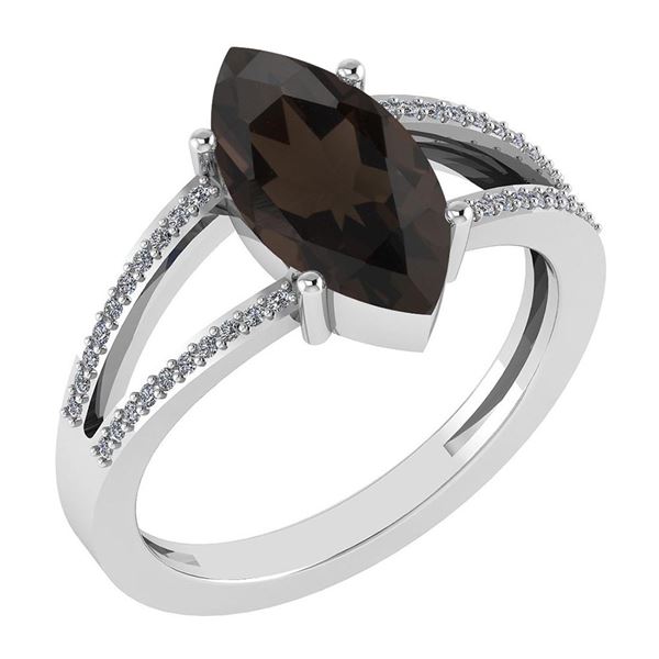 Certified 2.20 Ctw Smoky Quartz And Diamond VS/SI1 Ring