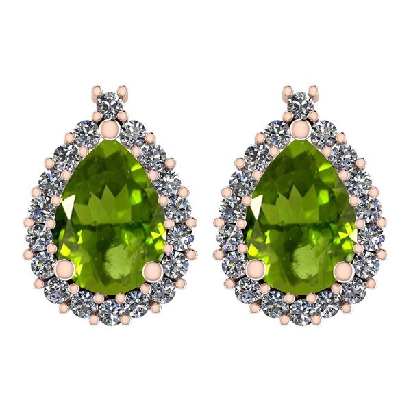 Certified 2.00 Ctw Peridot And Diamond VS/SI1 18K Gold