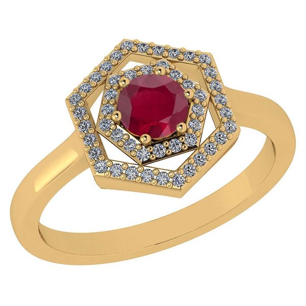 Certified 0.69 Ctw Ruby And Diamond 14k Yellow Gold Hal