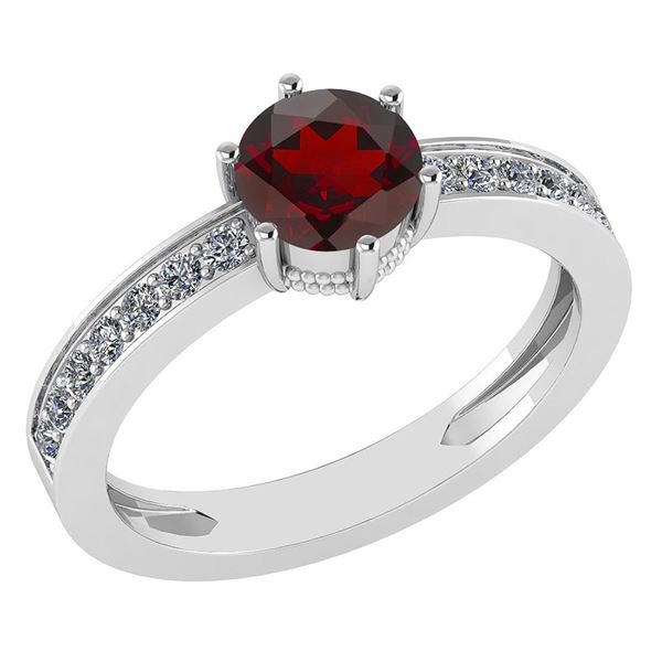 Certified 1.09 Ctw Garnet And DiamondVS/SI1 Halo Ring 1