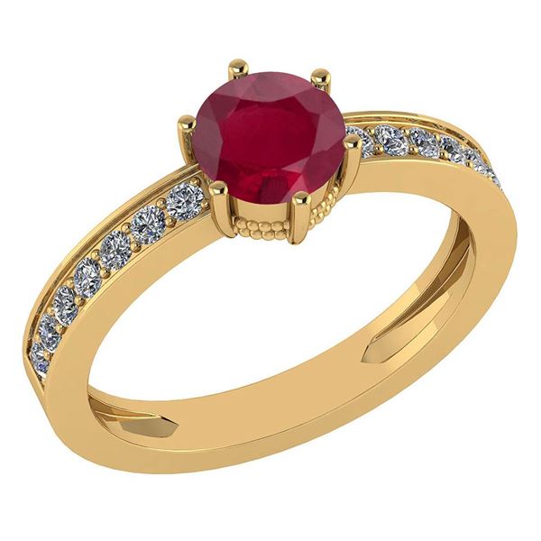 Certified 1.09 Ctw Ruby And Diamond VS/SI1 Halo Ring 14