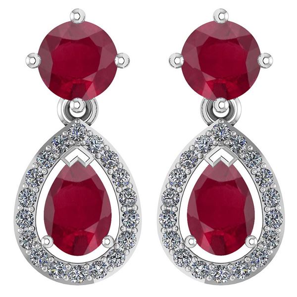 Certified 2.19 CTW Ruby And Diamond 14k White Gold Halo