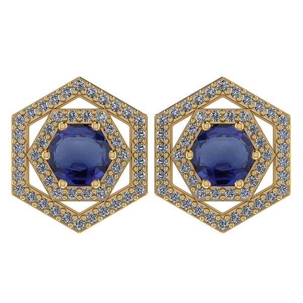 Certified 1.38 Ctw Blue Sapphire And Diamond 14k Yellow