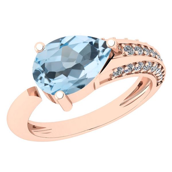 Certified 0.46 Ctw Blue Topaz And White Diamond VS/SI1