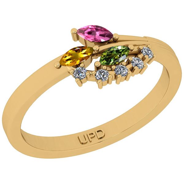 Certified 0.37 Ctw I2/I3 Multi Stone And Diamond 14K Ye