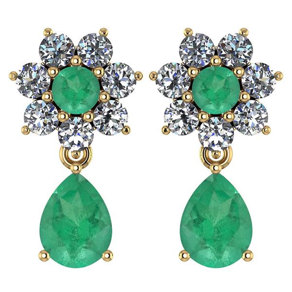 Certified 4.86 Ctw Emerald And Diamond 18K Rose Gold Ha