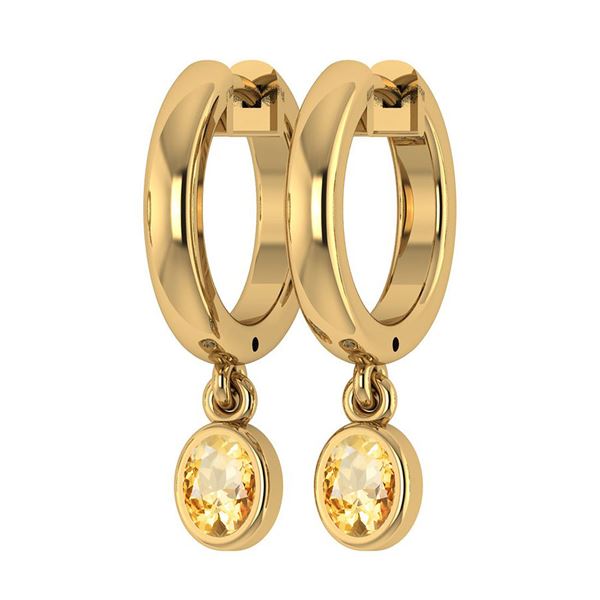 Certified 1.00 Ctw Citrine And Hoop Earring 18K Yellow