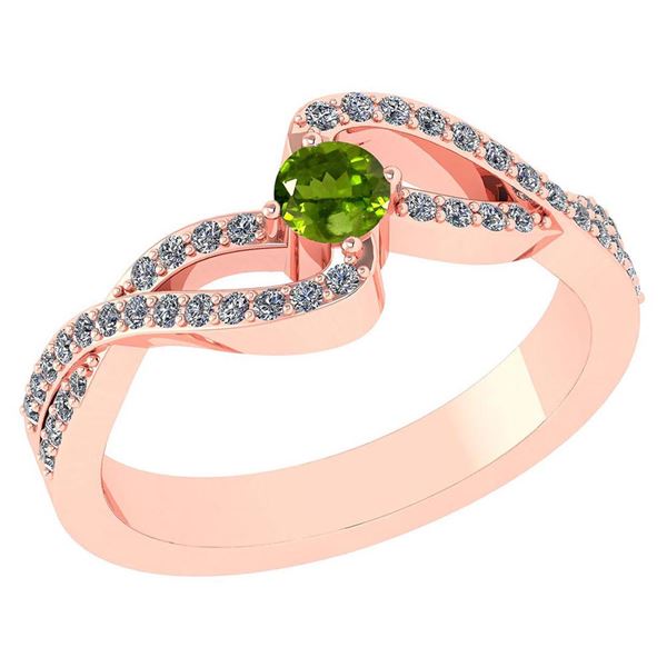 Certified 0.61 Ctw Peridot And Diamond 18K Rose Gold Ha