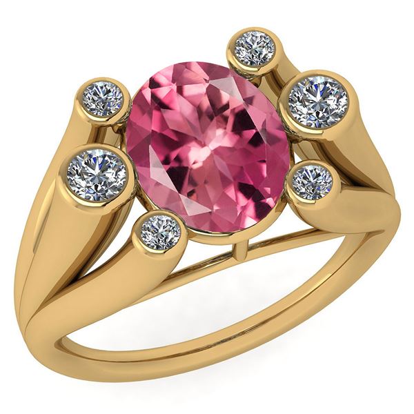 Certified 2.82 Ctw Pink Tourmaline And Diamond VS/SI1 R
