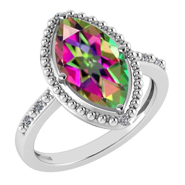 Certified 1.58 Ctw Mystic Topaz And Diamond VS/SI1 Ring