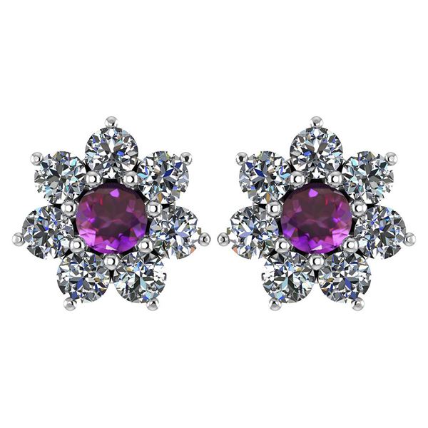 Certified 1.86 Ctw Amethyst And Diamond 14k White Gold