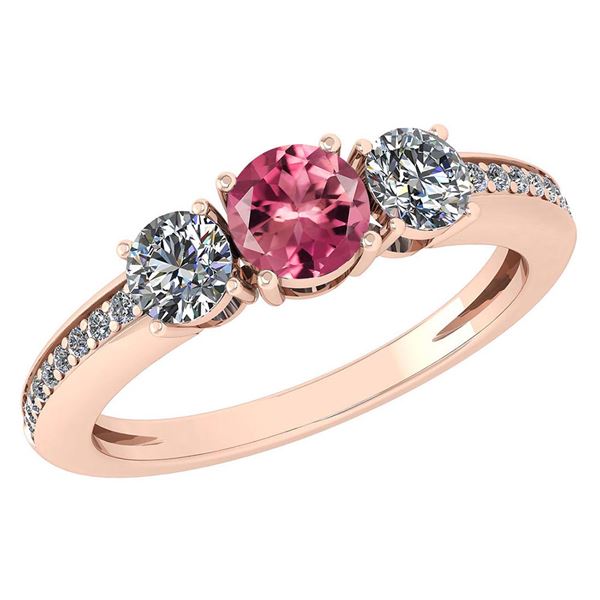 Certified 1.06 Ctw Pink Tourmaline And Diamond Wedding/