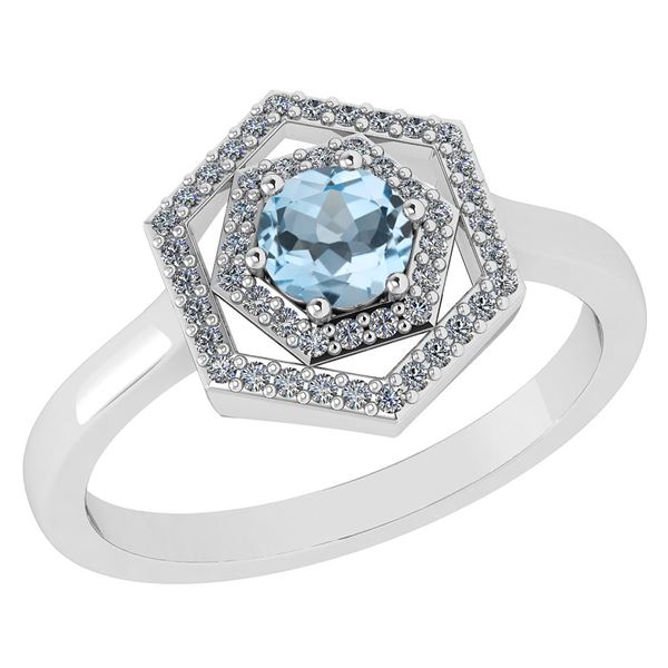 Certified 0.69 Ctw Aquamarine And Diamond 14k White Gol