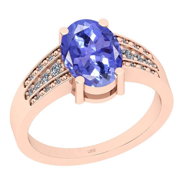 Certified 1.42 Ctw I2/I3 Tanzanite And Diamond 14K Rose