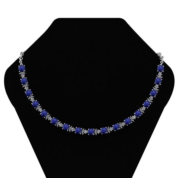 Certified 16.68 Ctw Blue Sapphire And Diamond Necklace