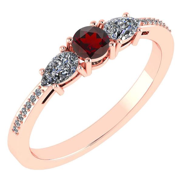 Certified 0.77 Ctw Garnet And Diamond 18K Rose Gold Hal