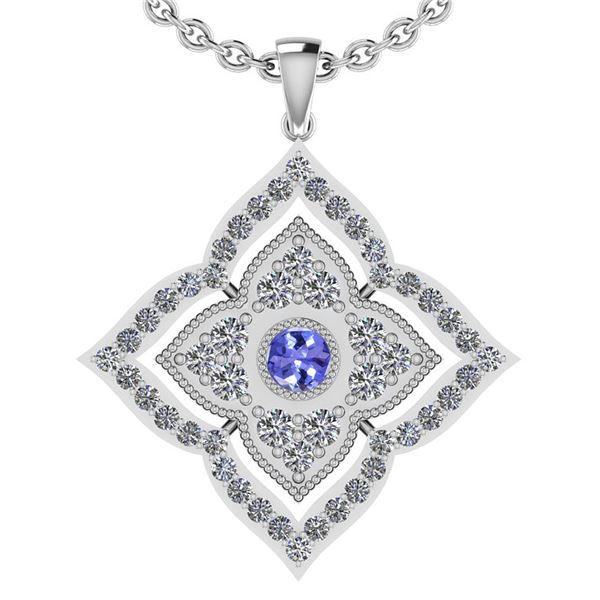 Certified 0.60 Ctw Tanzanite And Diamond SI1/SI2 14K Wh