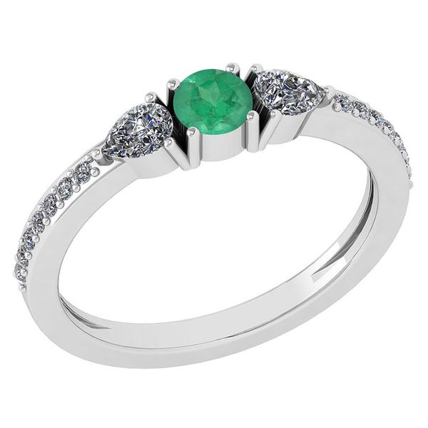 Certified 0.78 Ctw Emerald And Diamond 14k White Gold H