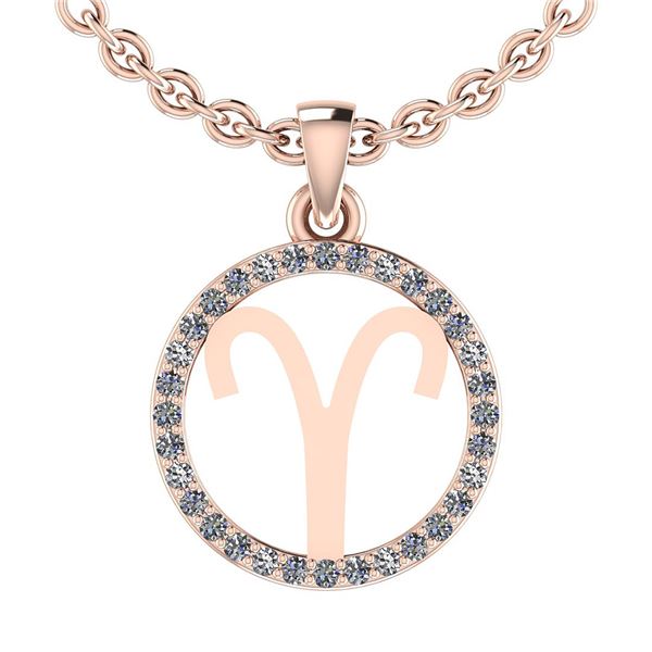 Certified 0.19 Ctw SI2/I1 Diamond 14K Rose Gold Zodiac