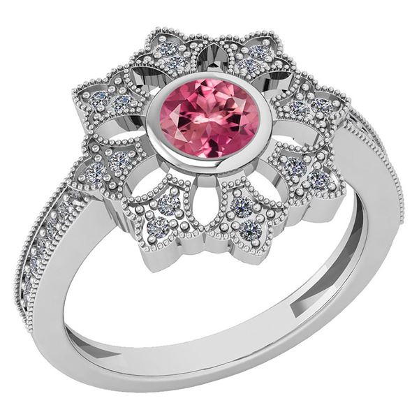 Certified 0.67 Ctw Pink Tourmaline And Diamond VS/SI1 E